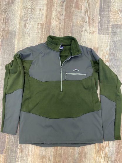 Patagonia M's L/S R1 Fitz Roy 1/4 Zip - Nomad Green - LARGE-0